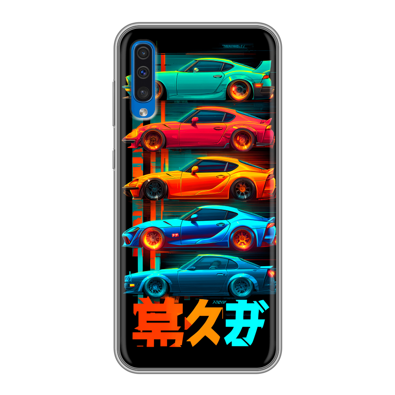 Силиконовый противоударный чехол на Samsung Galaxy A50 с принтом машины тачки Силиконовый противоударный чехол на Samsung Galaxy A50 с принтом машины тачки