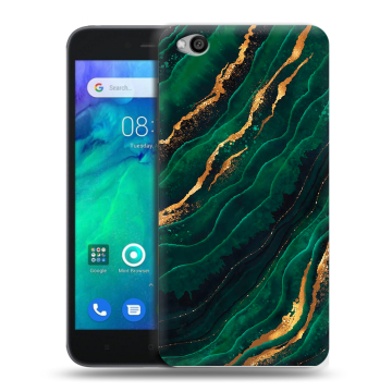 Силиконовый чехол на Xiaomi RedMi Go с принтом Мрамор зеленое золото Силиконовый чехол на Xiaomi RedMi Go с принтом Мрамор зеленое золото
