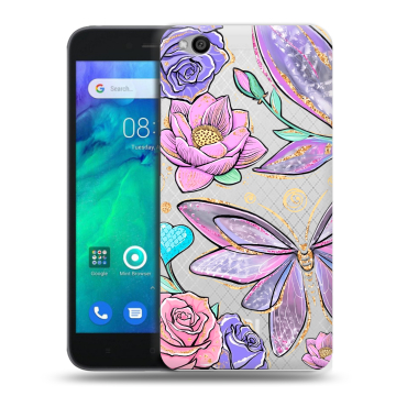 Силиконовый чехол на Xiaomi RedMi Go с принтом Бабочки и цветы Силиконовый чехол на Xiaomi RedMi Go с принтом Бабочки и цветы