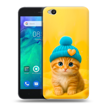 Силиконовый чехол на Xiaomi RedMi Go с принтом Котенок в шапке