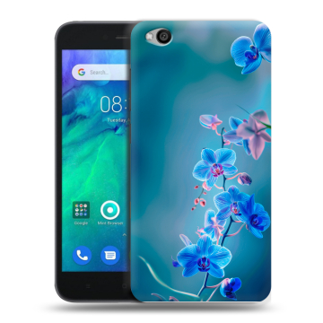 Силиконовый чехол на Xiaomi RedMi Go с принтом Голубые цветы
