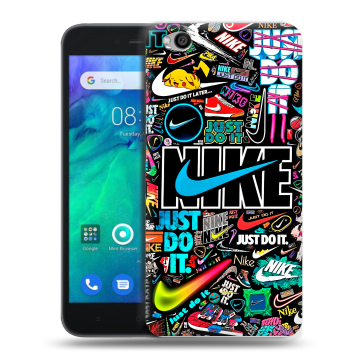 Силиконовый чехол на Xiaomi RedMi Go с принтом найк nike черный Силиконовый чехол на Xiaomi RedMi Go с принтом найк nike черный