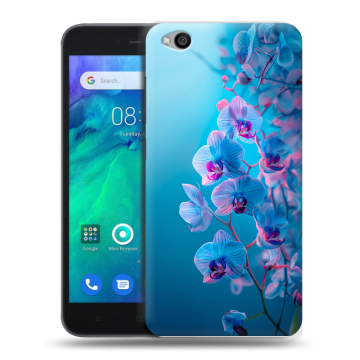 Силиконовый чехол на Xiaomi RedMi Go с принтом голубые орхидеи Силиконовый чехол на Xiaomi RedMi Go с принтом голубые орхидеи