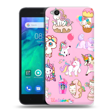 Силиконовый чехол на Xiaomi RedMi Go с принтом розовые единороги