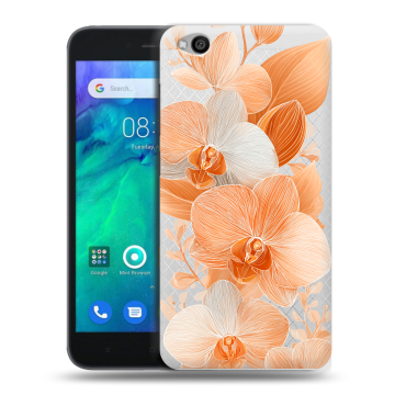 Силиконовый чехол на Xiaomi RedMi Go с принтом Бежевые цветы Силиконовый чехол на Xiaomi RedMi Go с принтом Бежевые цветы