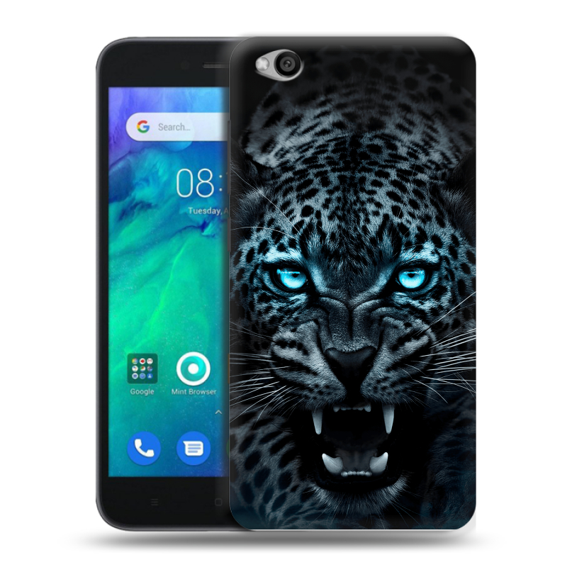 Пластиковый чехол на Xiaomi RedMi Go с принтом Темный леопард Пластиковый чехол на Xiaomi RedMi Go с принтом Темный леопард
