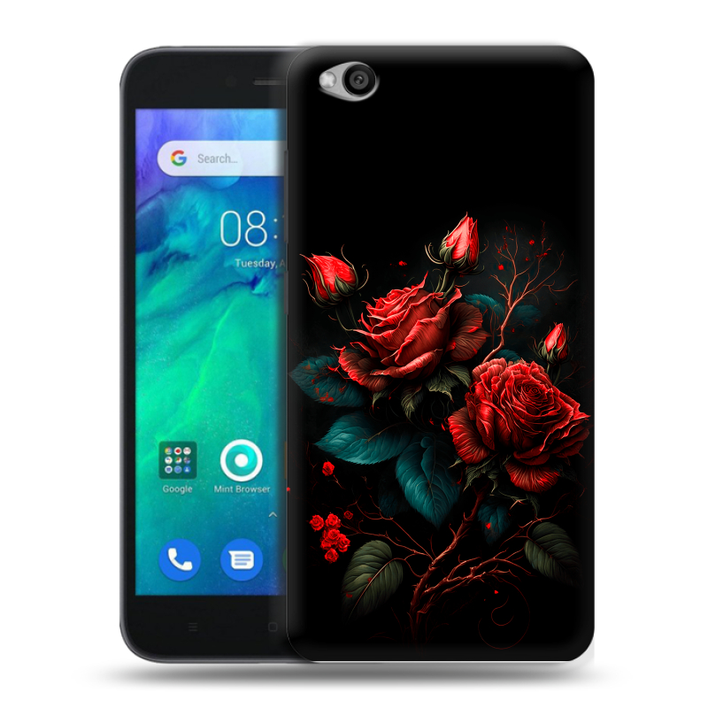 Силиконовый чехол на Xiaomi RedMi Go с принтом Розы красные Силиконовый чехол на Xiaomi RedMi Go с принтом Розы красные