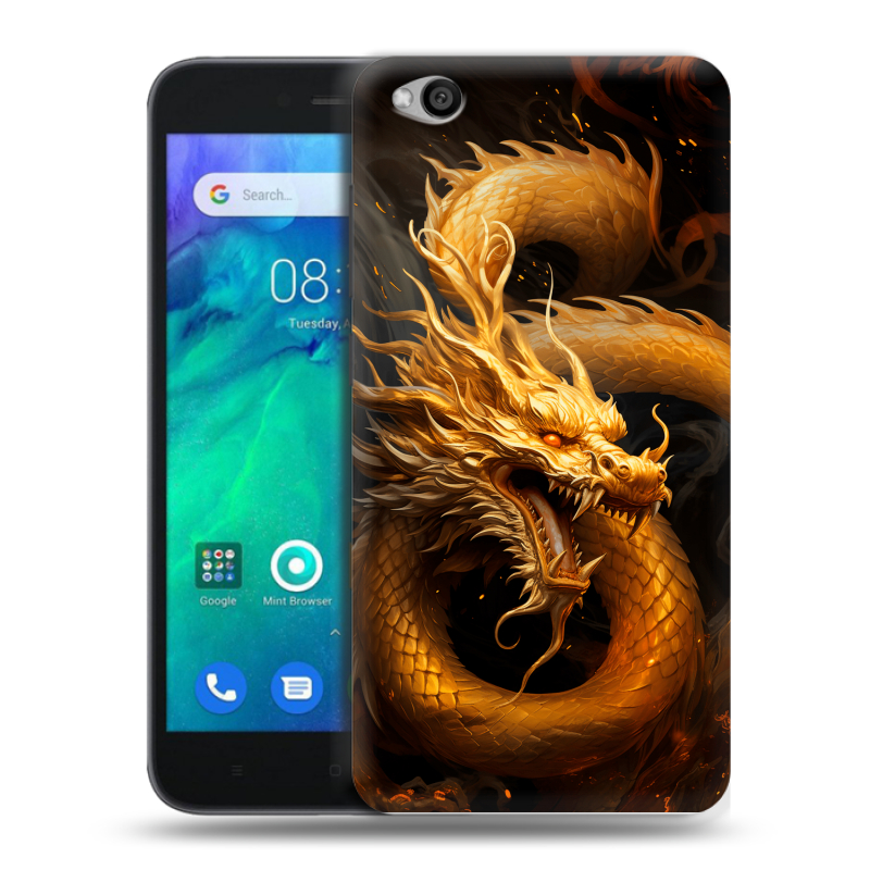 Силиконовый чехол на Xiaomi RedMi Go с принтом Золотой дракон Силиконовый чехол на Xiaomi RedMi Go с принтом Золотой дракон