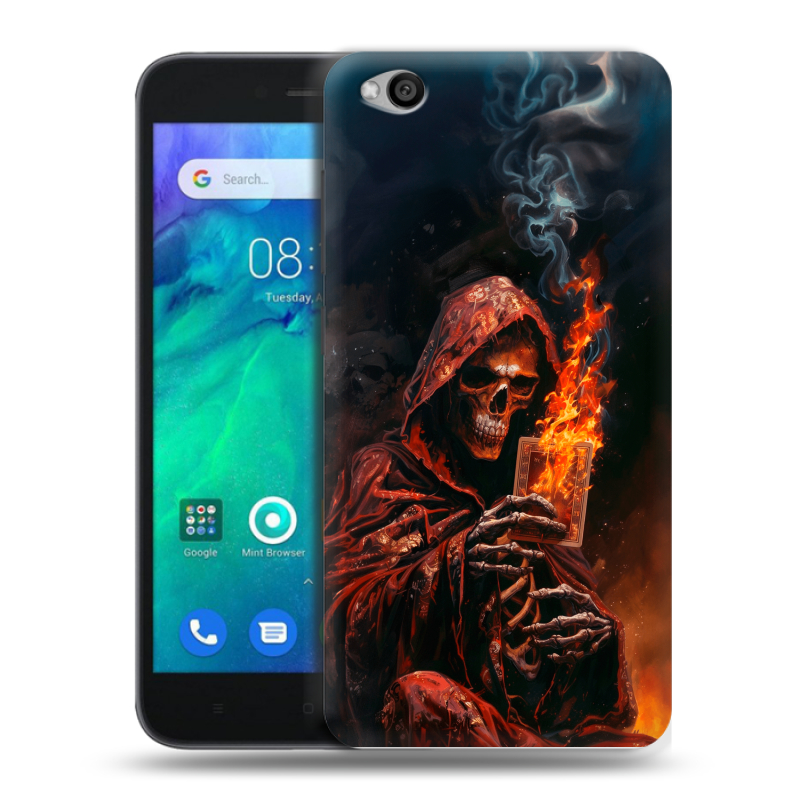 Силиконовый чехол на Xiaomi RedMi Go с принтом Скелет и карты Силиконовый чехол на Xiaomi RedMi Go с принтом Скелет и карты