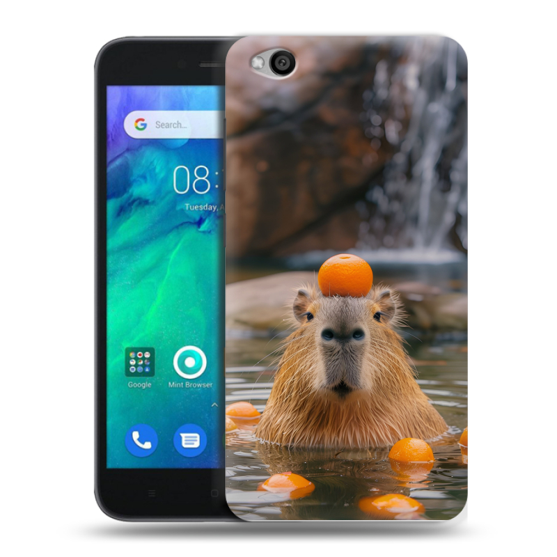 Пластиковый чехол на Xiaomi RedMi Go с принтом Капибара с апельсином Пластиковый чехол на Xiaomi RedMi Go с принтом Капибара с апельсином