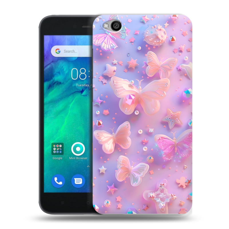 Силиконовый чехол на Xiaomi RedMi Go с принтом Бабочки Силиконовый чехол на Xiaomi RedMi Go с принтом Бабочки