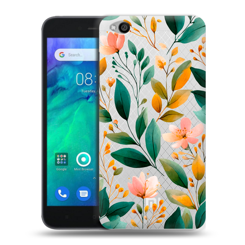 Силиконовый чехол на Xiaomi RedMi Go с принтом Цветы паттерн Силиконовый чехол на Xiaomi RedMi Go с принтом Цветы паттерн
