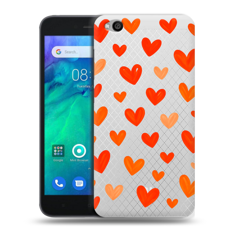 Пластиковый чехол на Xiaomi RedMi Go с принтом Сердечки Пластиковый чехол на Xiaomi RedMi Go с принтом Сердечки