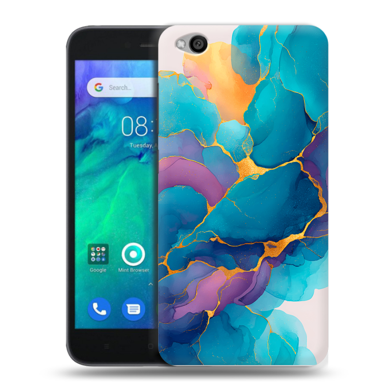 Силиконовый чехол на Xiaomi RedMi Go с принтом Мрамор блестки Силиконовый чехол на Xiaomi RedMi Go с принтом Мрамор блестки