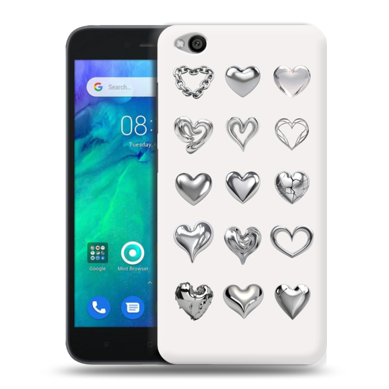 Пластиковый чехол на Xiaomi RedMi Go с принтом Y2K сердечки Пластиковый чехол на Xiaomi RedMi Go с принтом Y2K сердечки