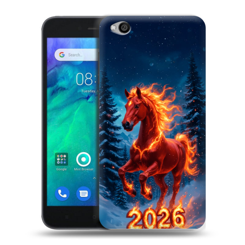 Силиконовый чехол на Xiaomi RedMi Go с принтом Новый год коня Силиконовый чехол на Xiaomi RedMi Go с принтом Новый год коня