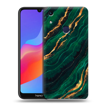 Силиконовый противоударный чехол на Huawei Honor 8A с принтом Мрамор зеленое золото Силиконовый противоударный чехол на Huawei Honor 8A с принтом Мрамор зеленое золото