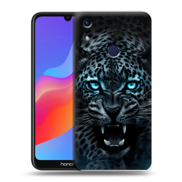 Силиконовый противоударный чехол на Huawei Honor 8A с принтом Темный леопард Силиконовый противоударный чехол на Huawei Honor 8A с принтом Темный леопард