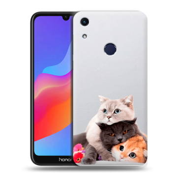 Силиконовый противоударный чехол на Huawei Honor 8A с принтом Кошки Силиконовый противоударный чехол на Huawei Honor 8A с принтом Кошки