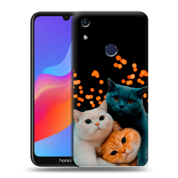 Силиконовый противоударный чехол на Huawei Honor 8A с принтом Кошки Силиконовый противоударный чехол на Huawei Honor 8A с принтом Кошки