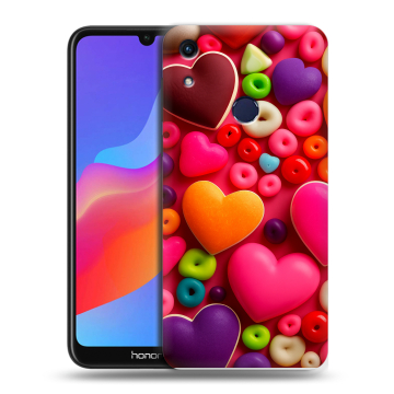 Силиконовый противоударный чехол на Huawei Honor 8A с принтом Сердечки Силиконовый противоударный чехол на Huawei Honor 8A с принтом Сердечки