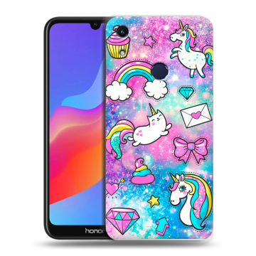 Силиконовый противоударный чехол на Huawei Honor 8A с принтом Единороги