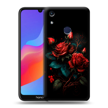 Силиконовый противоударный чехол на Huawei Honor 8A с принтом Розы красные