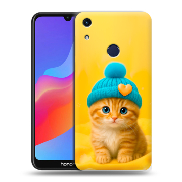 Силиконовый противоударный чехол на Huawei Honor 8A с принтом Котенок в шапке