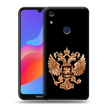 Силиконовый противоударный чехол на Huawei Honor 8A с принтом Герб России золотой