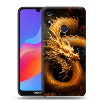 Силиконовый противоударный чехол на Huawei Honor 8A с принтом Золотой дракон