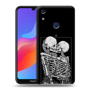 Силиконовый противоударный чехол на Huawei Honor 8A с принтом Поцелуй скелетов