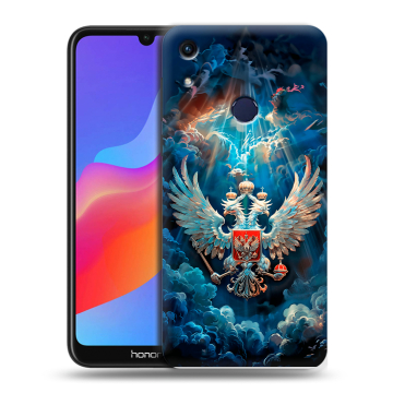 Силиконовый противоударный чехол на Huawei Honor 8A с принтом Герб флаг России