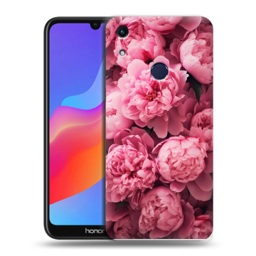 Силиконовый противоударный чехол на Huawei Honor 8A с принтом цветы пионы