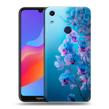 Силиконовый противоударный чехол на Huawei Honor 8A с принтом голубые орхидеи