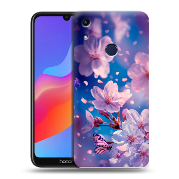 Силиконовый противоударный чехол на Huawei Honor 8A с принтом цветы бабочки