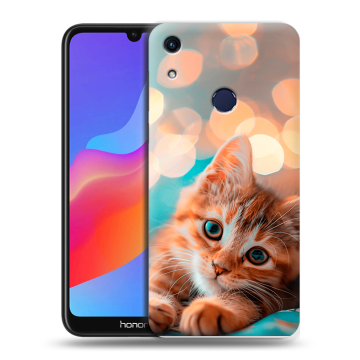 Силиконовый противоударный чехол на Huawei Honor 8A с принтом котик