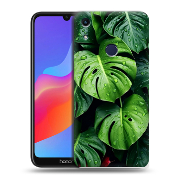 Силиконовый противоударный чехол на Huawei Honor 8A с принтом Листья