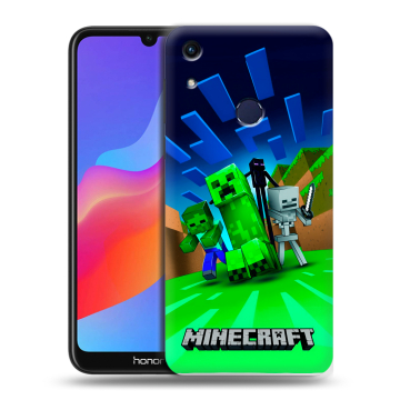 Силиконовый противоударный чехол на Huawei Honor 8A с принтом Майнкрафт