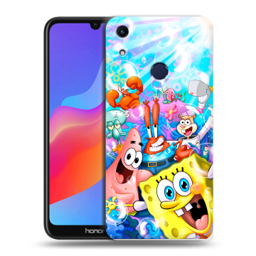 Силиконовый противоударный чехол на Huawei Honor 8A с принтом спанчбоб спанч боб