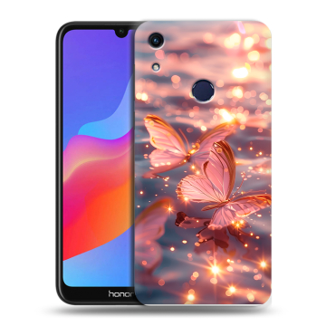 Силиконовый противоударный чехол на Huawei Honor 8A с принтом бабочки розовые