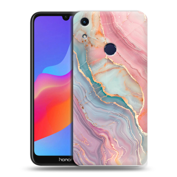 Силиконовый противоударный чехол на Huawei Honor 8A с принтом розовый мрамор