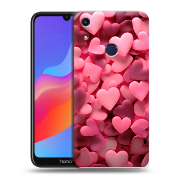 Силиконовый противоударный чехол на Huawei Honor 8A с принтом розовые сердечки