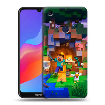 Силиконовый противоударный чехол на Huawei Honor 8A с принтом Майнкрафт Minecraft