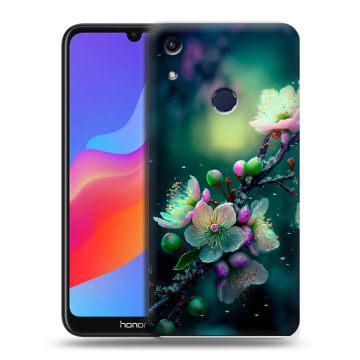 Силиконовый противоударный чехол на Huawei Honor 8A с принтом Цветы и мрамор