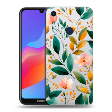 Силиконовый противоударный чехол на Huawei Honor 8A с принтом Цветы паттерн