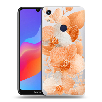 Силиконовый противоударный чехол на Huawei Honor 8A с принтом Бежевые цветы