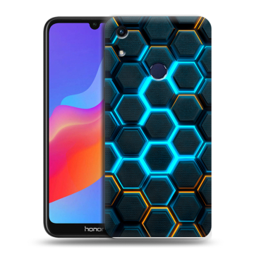 Силиконовый противоударный чехол на Huawei Honor 8A с принтом Неоновые соты