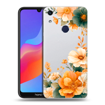 Силиконовый противоударный чехол на Huawei Honor 8A с принтом Цветы принт
