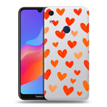 Силиконовый противоударный чехол на Huawei Honor 8A с принтом Сердечки