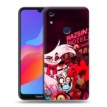 Силиконовый противоударный чехол на Huawei Honor 8A с принтом Hazbin Hotel Отель Хазбин
